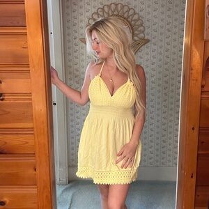 Butter Yellow Halter Neck sun Dress